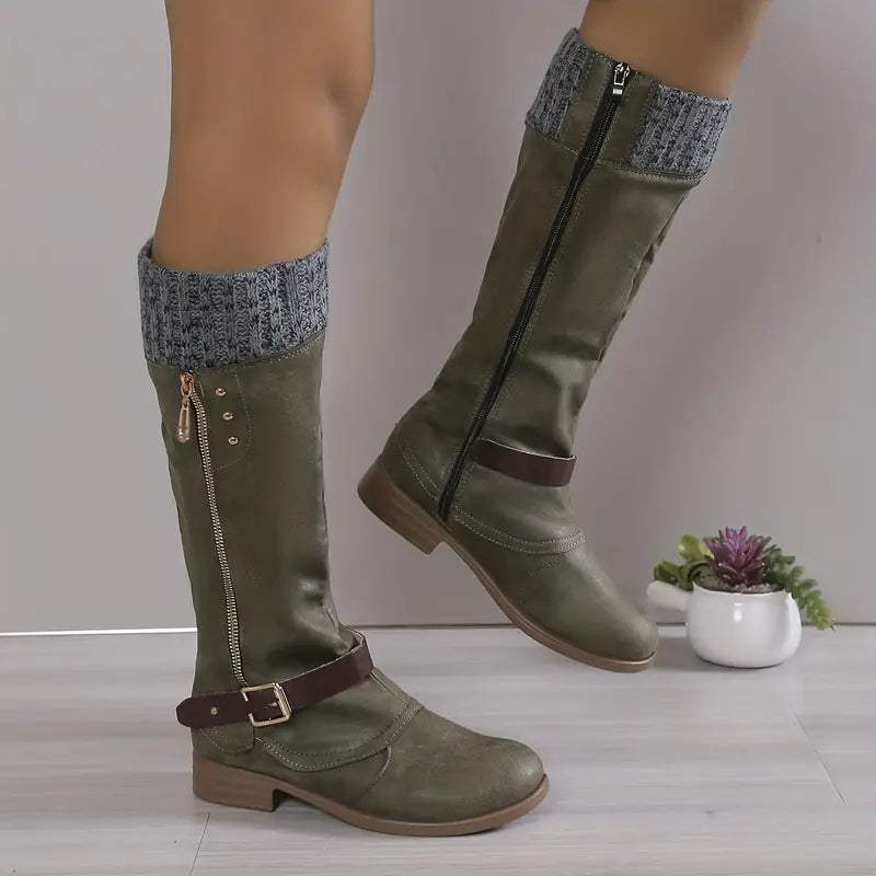 Fionna™ - Einfarbige lange Stiefel für Damen