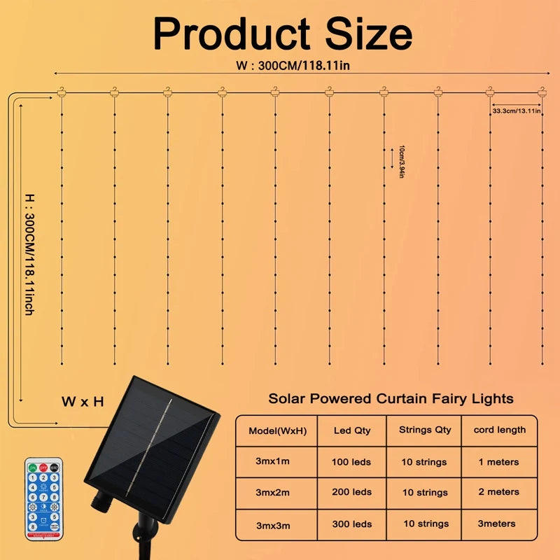 Solarbetriebener LED-Lichtvorhang | IP65 Wasserdicht | nur heute 50% Rabatt