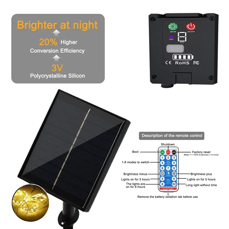 Solarbetriebener LED-Lichtvorhang | IP65 Wasserdicht | nur heute 50% Rabatt