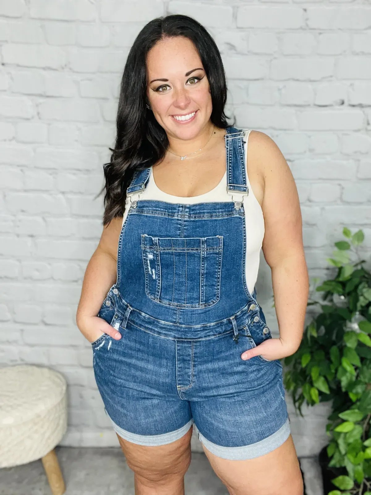 Blue Denim Overall High Rise Shorts