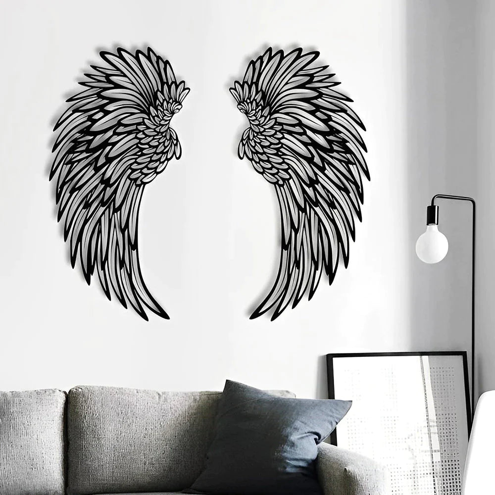 Angelwings - Wandkunst aus Metall mit LED-Beleuchtung