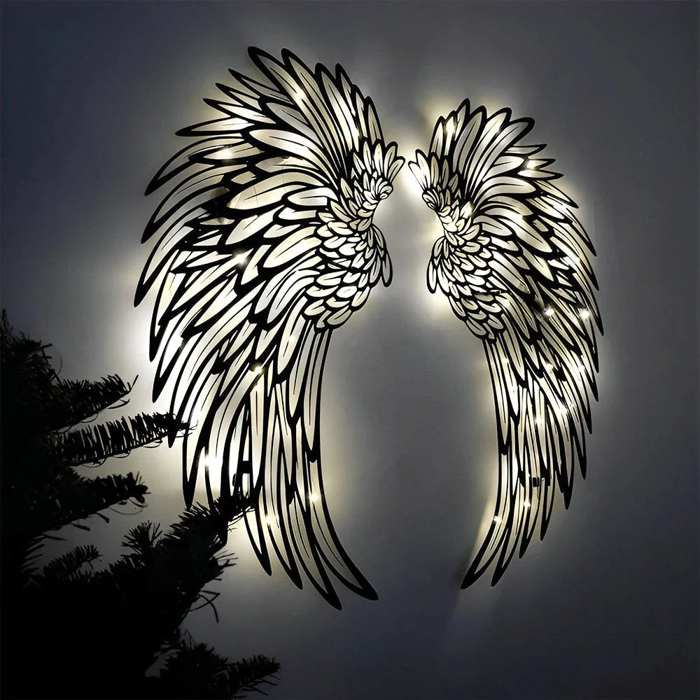 Angelwings - Wandkunst aus Metall mit LED-Beleuchtung