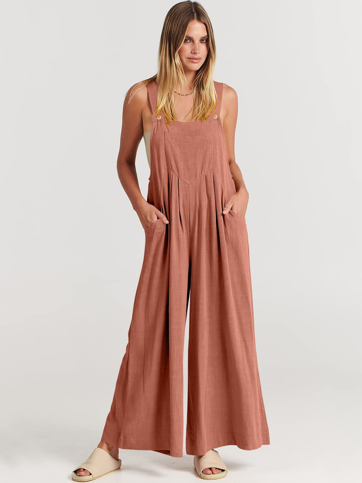 Rosabella Rizzo™️ Ärmelloser Jumpsuit mit weitem Bein