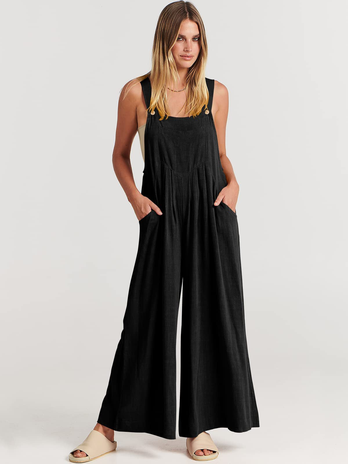 Rosabella Rizzo™️ Ärmelloser Jumpsuit mit weitem Bein