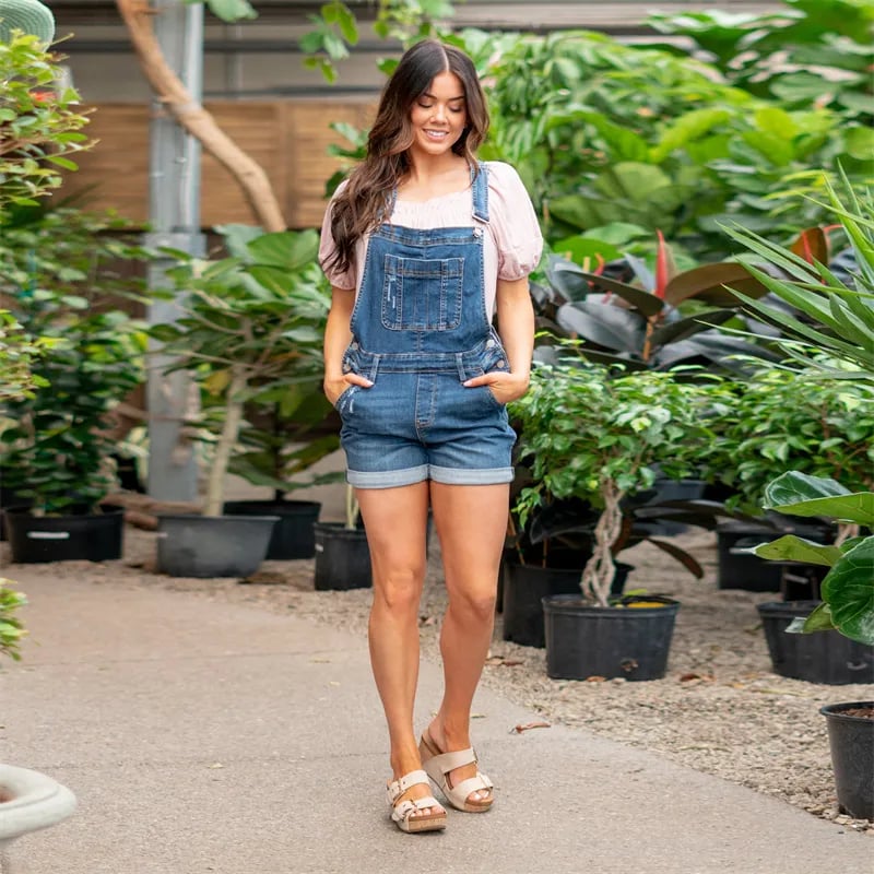 Blue Denim Overall High Rise Shorts